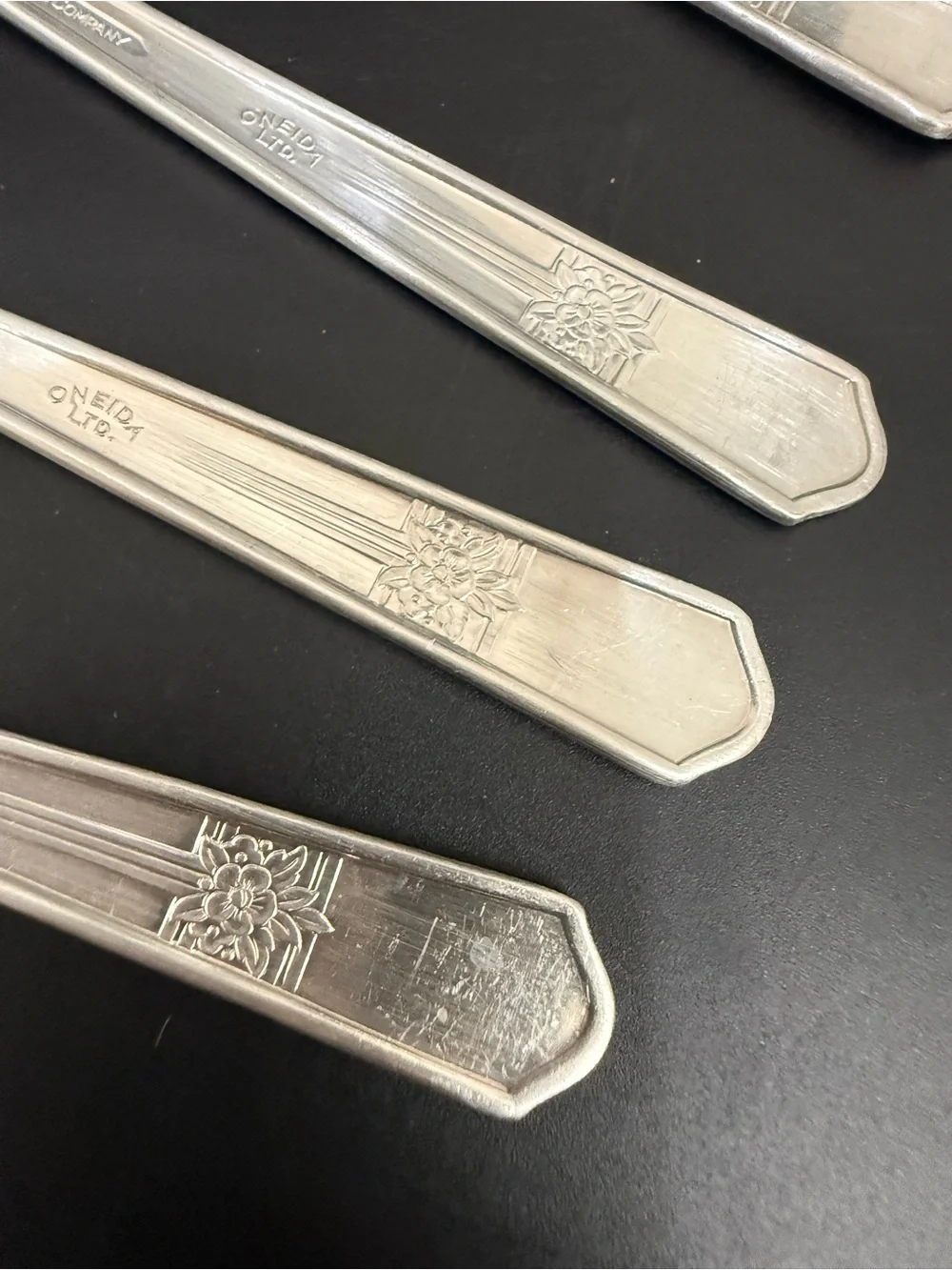 6pc Vintage ONEIDA Simeon & George Rogers Co. Silver Rose Silver-plate Teaspoon